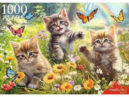 Пазлы 1000 элементов  670*470мм. "Котята и бабочки"