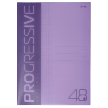 Тетрадь А4 48л кл. скоба Hatber пласт.обл. "PROGRESSIVE. Фиолетовая"