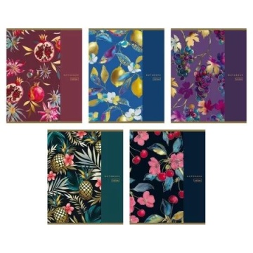 Тетрадь А5  96л кл. Hatber "Золотые фрукты" глянц.лам., 5диз.в блоке