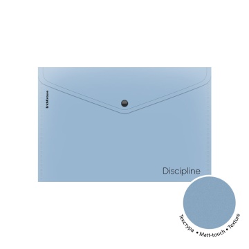 Папка-конверт на кнопке пластиковая ErichKrause Manga Words, A4, непрозрачный, голубой (в пакете по