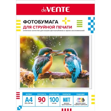 Фотобумага INK JET deVENTE A4 90г, 100л, матовая, односторонняя