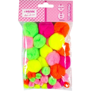 Набор "Помпоны 50шт. ассорти размеров и цветов, неоновые