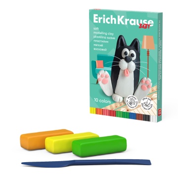 Пластилин 10цв 130гр. Erich Krause Baby, восковой, мягкий со стеком