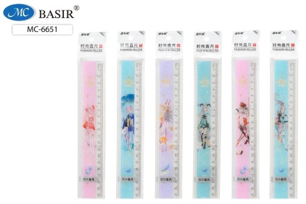 Линейка: "АНИМЕ"; пластиковая, с рисунком .ассорти., 20 см.