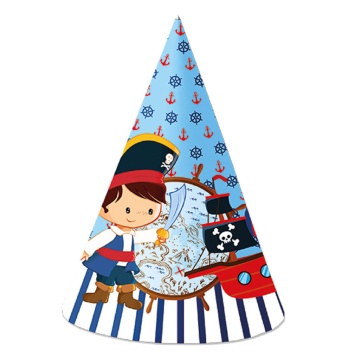 Колпак карнавальный "Приключения пирата" 18см, 6 шт/уп