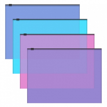 Конверт на молнии А4 0,14мм полупрозрачный Fizzy Vivid, ассорти