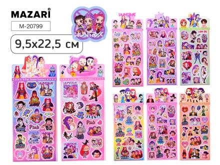 Наклейки декоративные K-POP, 9.5*22.5 см, 18 дизайнов, ОПП-упаковка