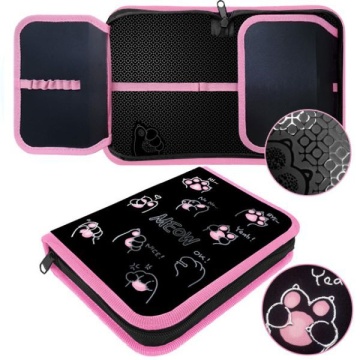 Пенал 1 отд. с 2-мя откид.пл. (200*140*40) молния, ткань, 3D лак "Эмодзи лапки"