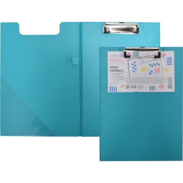 Клипборд А4, Pastel бирюзовый, пластик 2 мм
