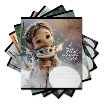 Тетрадь 12л клетка блест "Magic Pet" ассорти