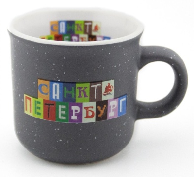 Кружка сувенирная 100мл "Санкт-Петербург" фарфор, серая