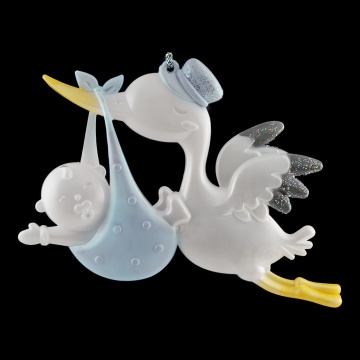 Украшение ErichKrause Decor Аист с ребенком голубой 12см