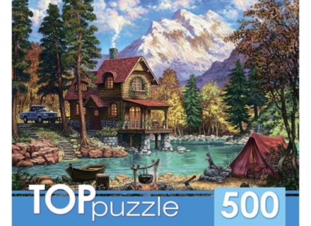 Пазлы  500 элементов 485*345мм. "Домик у озера в горах"