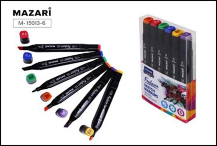 Набор маркеров для скетчинга   6цв. FANTASIA. Main colors, двусторон., 3,0-6,2мм