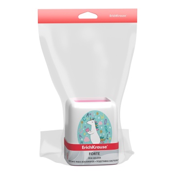 Подставка настольная пластиковая ErichKrause Форте, Радужный единорог, белая с розовой пастельной вс