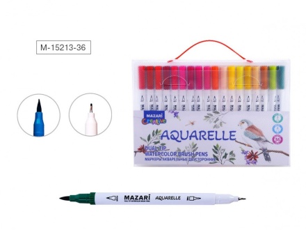 Набор маркеров акварельных 36цв. кистевидн./файнлайнер Aquarelle, двусторон.