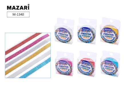 Лента клейкая декоративная со стразами, размер 50 см х 1.5 см, микс цветов, ПВХ-упаковка