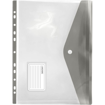 Файл с перфорацией A4 (243x310 мм), 140 мкм, 11 отв., ПВХ с клапаном, карман, горизонтальная