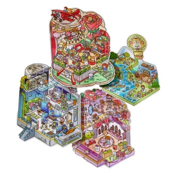 Наклейки-румбокс д/создания миниатюрных сцен 16*26см " Отель" 4диз.