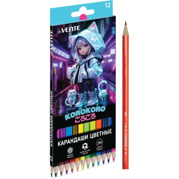 Карандаши цвет. 12цв deVENTE Korokoro  2М, шестигранные