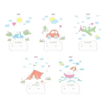 Тетрадь А5 12л  кл. крупн. Hatber "Приключения котенка" обл.мел.картон, тисн., 5диз.в блоке