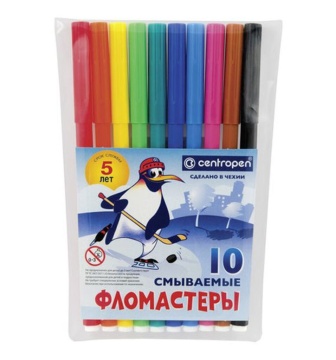 Фломастеры  10цв "Centropen. Пингвины", жёстк.блистер европодвес