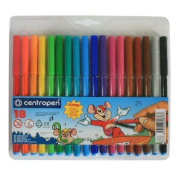 Фломастеры  18цв "Centropen", суперсмываемые, блистер