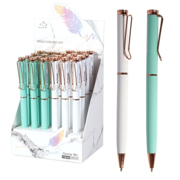 Ручка подарочная поворотная синяя 1.0мм корпус металл ассорти.золото ALINGAR AL8505