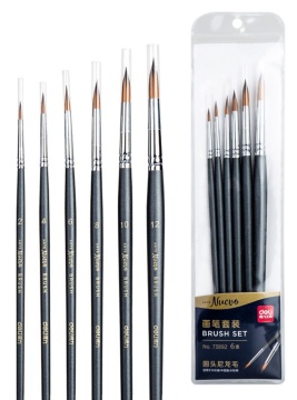 Набор кистей Deli Nuevo  6шт. круглые, нейлон (2, 4, 6, 8, 10, 12) дерев.лакир.ручки