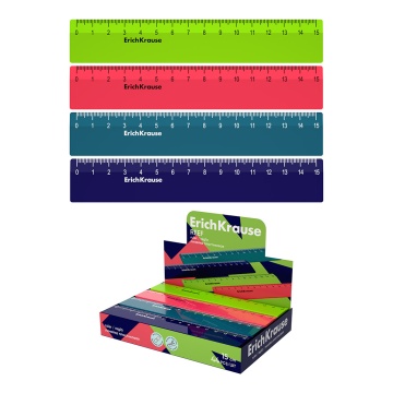 Линейка пластиковая ErichKrause Reef, 15см, ассорти (в коробке-дисплее по 44 шт)