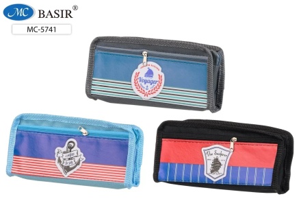 Пенал. "МОРСКАЯ ТЕМАТИКА"; плотная ткань, цветной ассорти, внешний карманчик кожзам на молнии; 20,5*9*4 см.