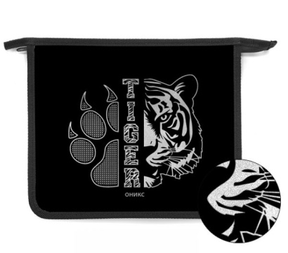 Папка д/тетрад. А5 (240*205*40) 1отд. молния сверху, пластик, фольга "Свирепый тигр"