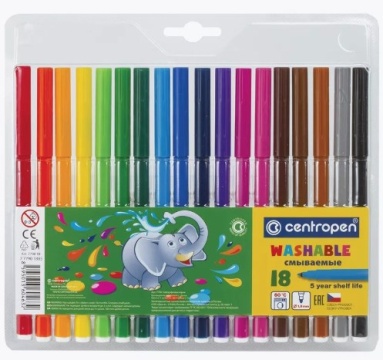Фломастеры 18цв "Washable" смываемые вент колп блистер е.п