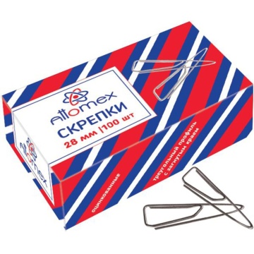 Скрепки 28мм - 100шт. треугольные, оцинкованные, карт.уп.