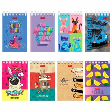 Блокнот А7. 65*100 мм. 40 л. Гребень, клетка, дисплей. Ассорти