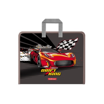 Папка на молнии пластиковая с ручками ErichKrause Король дрифта, A4+ (в пакете по 4 шт.)