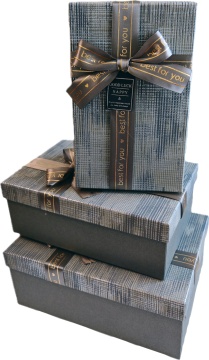 Набор подарочных коробок 3в1 с бантом, серый/коричневый 19*12*6.5, 21*14*8, 23*16*9.8см