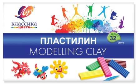 Пластилин 32цв 640гр. Классика, со стеком, карт.упак.