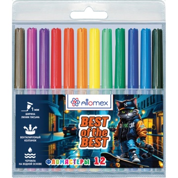 Фломастеры 12цв "Attomex. Best Of The Best", вентил. колпачок, подвес