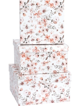 Набор подарочных коробок 3в1 "Нежные цветы" 19,5*19,5*11см-15,5*15,5*9см