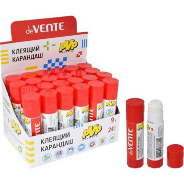 Клей карандаш deVENTE 9 гр. PVP основа, быстросохнущий