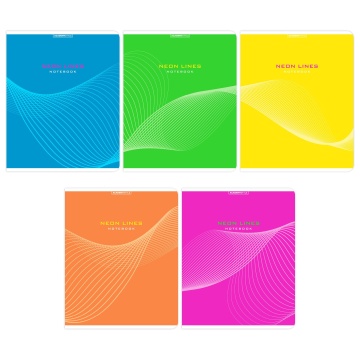 Тетрадь А5 48л кл. Полиграф Принт "Неоновые линии" флюор.краски