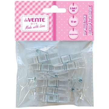Декоративные прищепки "DIY Transparent"" пласт. 35*7мм  12шт/уп, прозрачные
