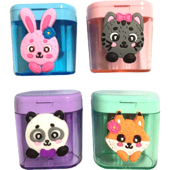 Точилка пласт. 2 отв. с контейнером "100% Cute" в пластик.тубе