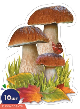 Комплект украшений на скотче 8*10см "Гриб Белый" 10шт/уп