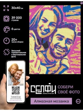 Мозаика алмазная по номерам на холсте 30*40см "СЕЛФИКОНСТРУКТОР" 6 цв, Поп-арт