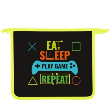 Папка д/тетрад. А5 (240*205*45) 1отд. молния сверху, пластик "Game repeat" диз. с двух сторон