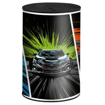 Копилка металлическая "Неоновые тачки" 15,7*10*10см