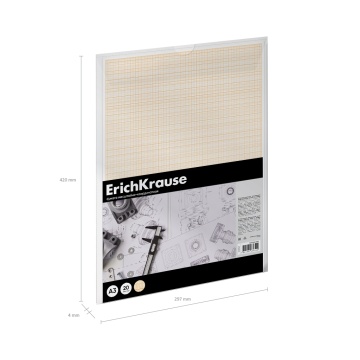 Бумага масштабно-координатная в пластиковой папке ErichKrause, А3, 20 листов
