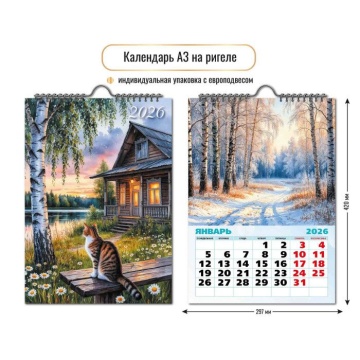Календарь Ригель  297*420мм на 2026г.  Природа